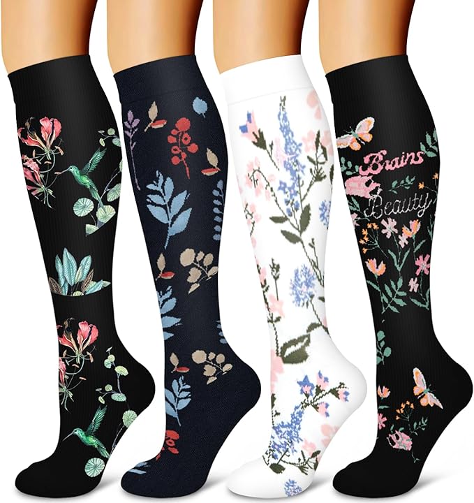 Laite Hebe 4 Pairs-Compression Socks for Women&Men Circulation-Best Support for Nurses,Running,Athletic