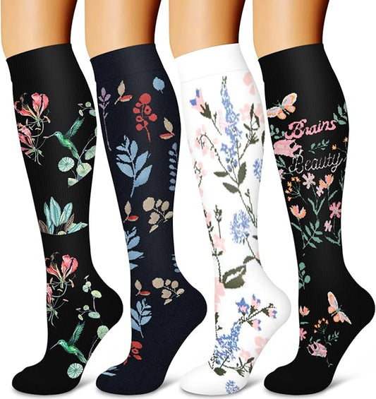 Laite Hebe 4 Pairs-Compression Socks for Women&Men Circulation-Best Support for Nurses,Running,Athletic