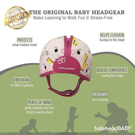 SafeheadBABY Soft Baby Head Protector Helmet for Crawling and Walking 7–24 Months – Ultra-Lightweight & Breathable Infant Safety Helmet That Grows with Your Baby (Head Circ. 40–52 cm) – Giraffe Baby