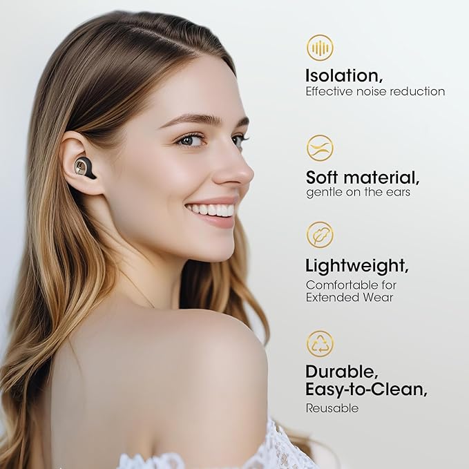 Noise Cancelling Ear Plugs for Sleeping, Reusable Silicone Ear Plugs for Noise Reduction, Soft Hearing Protection with 8 Ear Tips for Concerts, Work, Shooting, and Travel(Black)