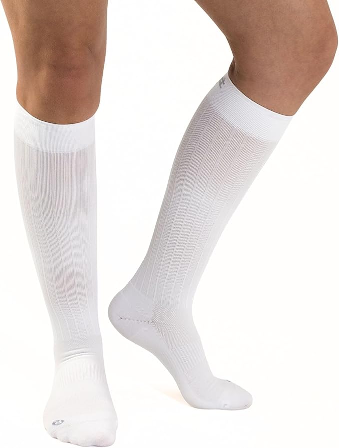Medical Grade Compression Socks for Men & Women 15-20 mmHg by OrthoSleeve (White, Small)