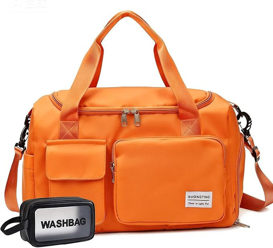 Small Gym Bag for Women, Travel Duffle Bag Carry On Weekender Bag with Shoe Compartment