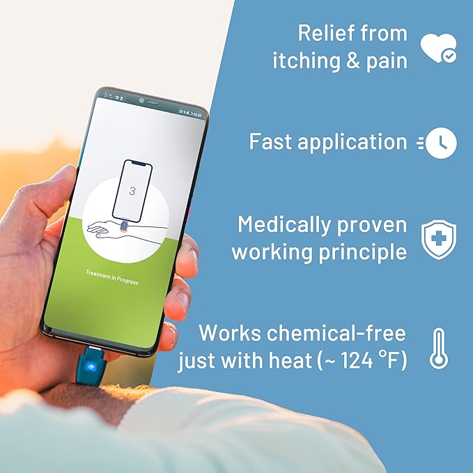 heat it - Smartphone-Powered Insect Bite Healer - Chemical-Free Relief from Itching & Pain just with Concentrated Heat - for iPhone 15/16/17 & Android (USB-C Port)