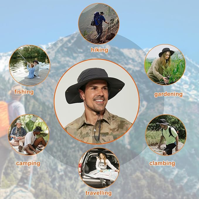 Plus Size XL XXL Sun Hats for Men Bucket Boonie UV Protection UPF50+ Waterproof Wide Brim Foldable Fishing Beach