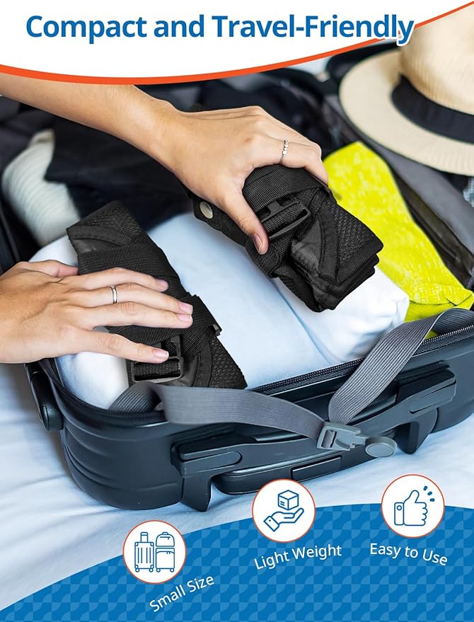 2 Pack Airplane Foot Hammock, Portable Travel Feet Rest Leg Relief, Ergonomic Hanging Sling for Long Flight,Car, Office Home, Comfort Support Travel Essentials, Black