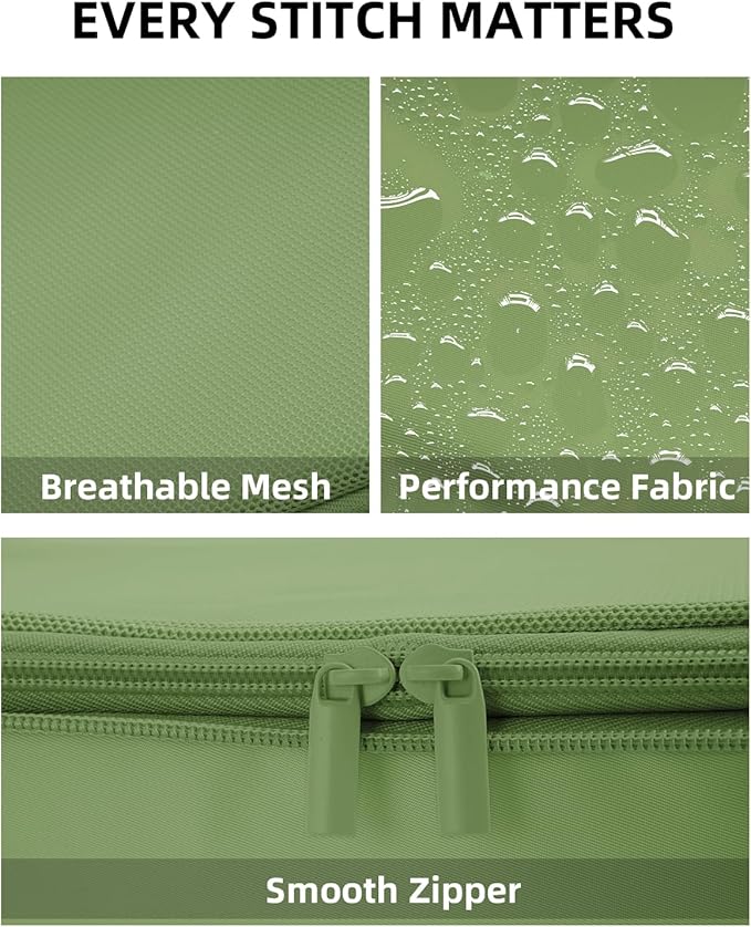 6 Set Compression Packing Cubes for Travel, Large Medium Small Luggage Organizers, Storage Bags for Clothes (6 Pack, Forest Green)