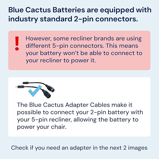 Blue Cactus Adapter Cables for Recliner Battery Pack - Adapts Your Battery to Your Recliner - 1pc 2-pin Male to 5-pin Female - 1pc DIN 45322: 5-pin to 2-pin Male, Compatible with La-Z-Boy (2-pc, 6.9")