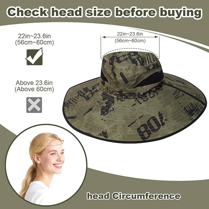 Super Wide Brim Fishing Hat for Men and Women,UPF50+ Waterproof Bucket Hat for Fishing, Hiking, Camping