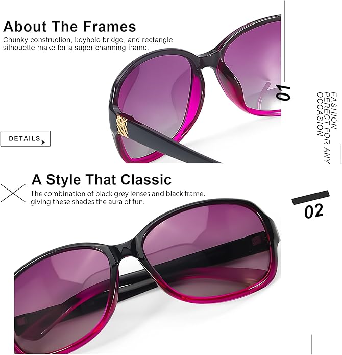 SIPHEW Polarized Sunglasses for Women | Vintage Square Sunglasses w UV400 Protection | Womens Wraparound Shade