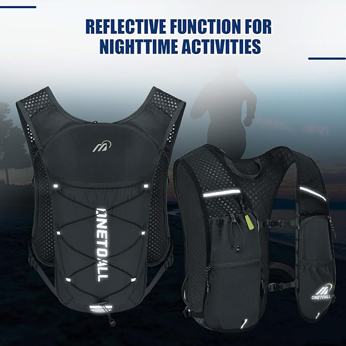 Running Vest for Women & Men, 6L Hydration Backpack with 2L Water Bladder, Lightweight Water Backpack for Trail Running, Marathon, Hiking, Cycling, Jogging, Adjustable Fit