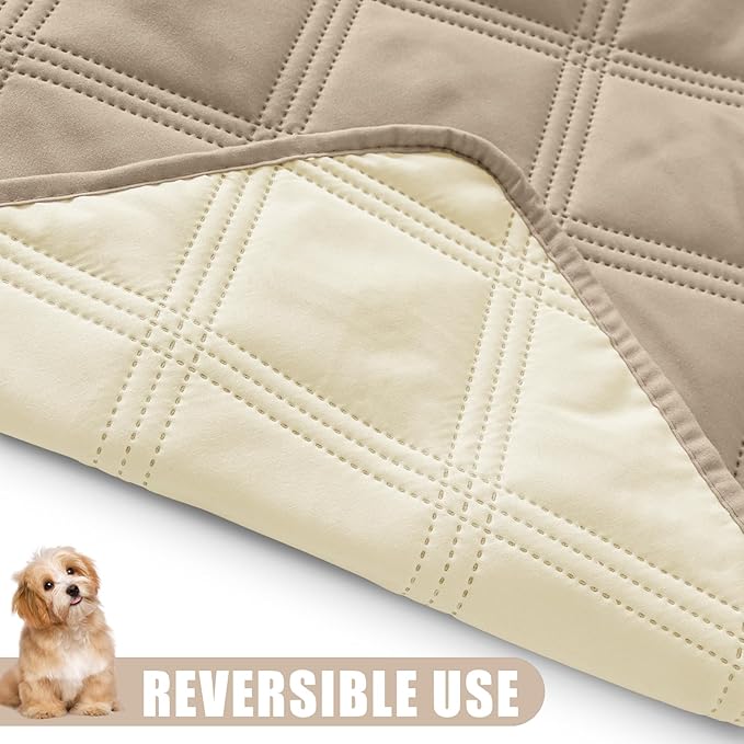 Smiry Waterproof Dog Bed Cover Blanket 30x53, Soft Reversible Pet Blanket, Washable Leakproof Cats Dogs Couch Cover for Sofa, Couch, Furniture, Lattice, Taupe/Beige