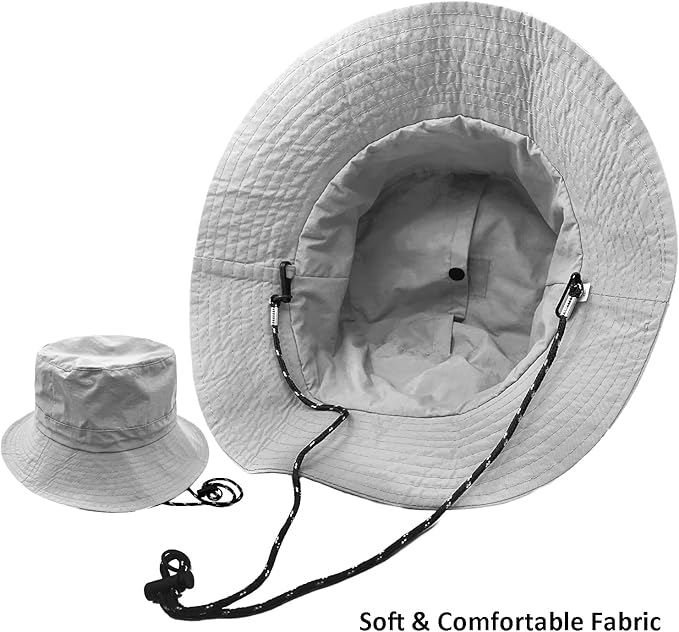 woogwin Waterproof Bucket Rain Hat with Chin Strap Quick Dry Packable Boonie Sun Hat Safari Hat UV Protection