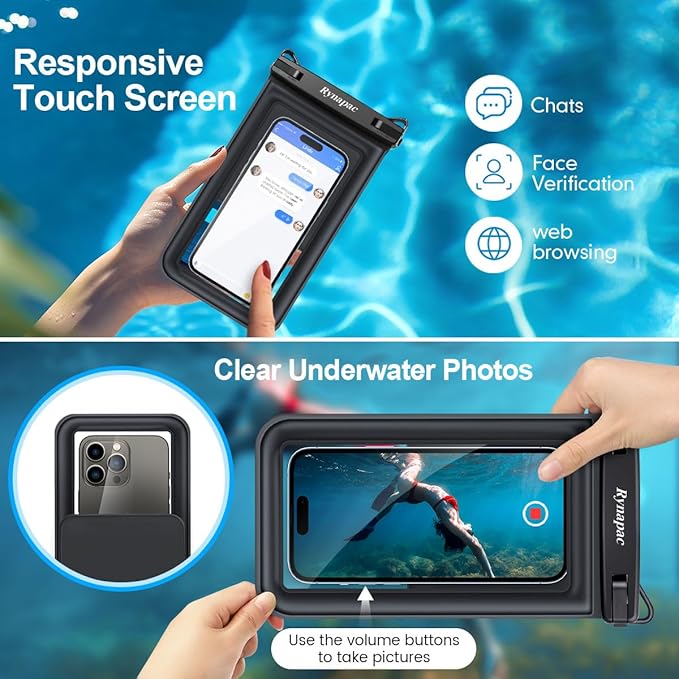 Waterproof Phone Pouch Floating, Double Bags Waterproof Phone Case with Lanyard for iPhone 16 15 Pro Max, Galaxy S24 S23 Ultra, IPX8 Cellphone Dry Bag Beach Travel Cruise Essentials 2Pack-8.5''