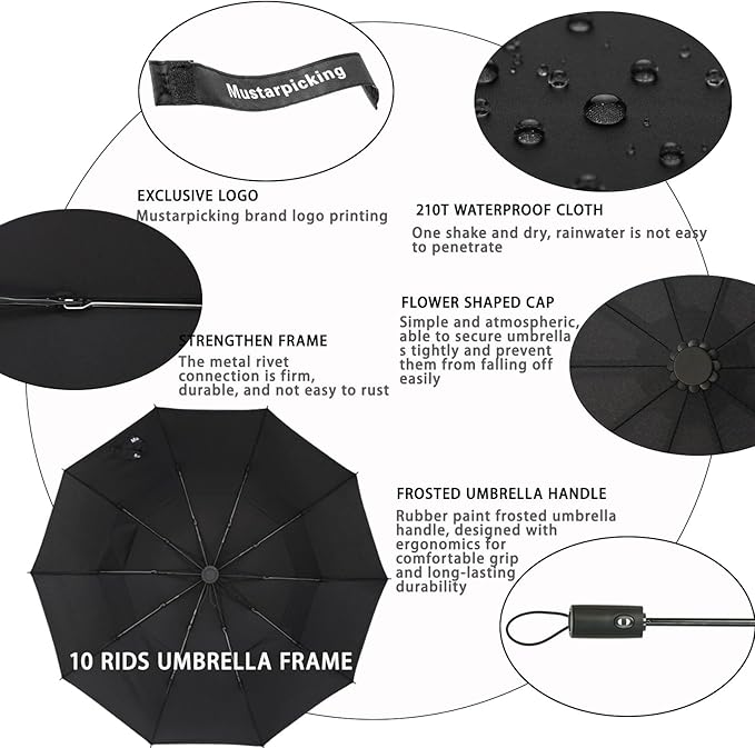 Windproof Travel Umbrella - Automatic, Compact, Windproof