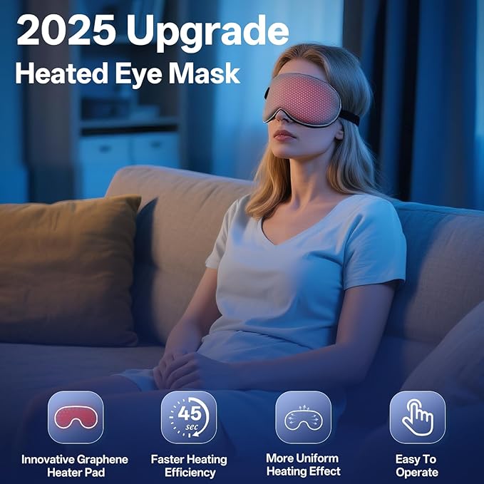 Cordless Heated Eye Mask for Dry Eyes, Electric Warm Compress for Fast Eye Relief, Rechargeable USB Heat Therapy Mask for Sleep, Blepharitis & Stye Treatment