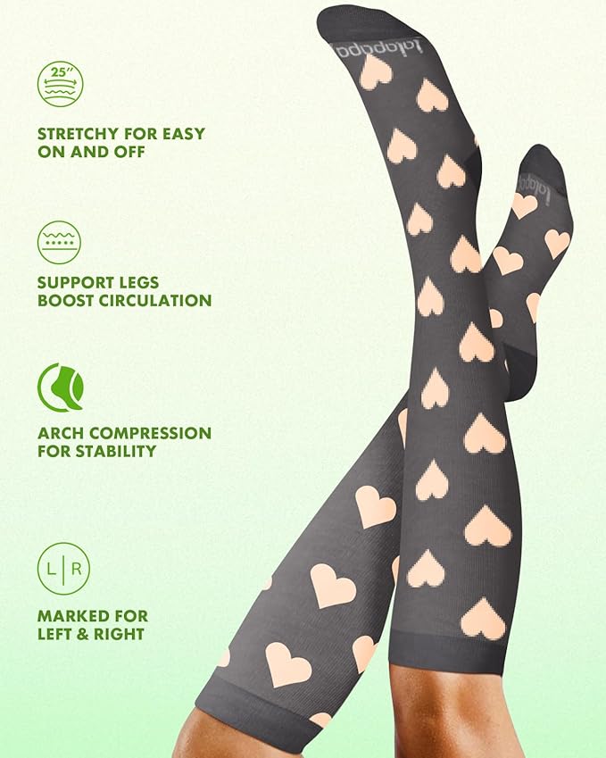 Bamboo Viscose Compression Socks for Women Men 2 Pairs 15-20mmHg Knee High Compression Socks Travel Nurse