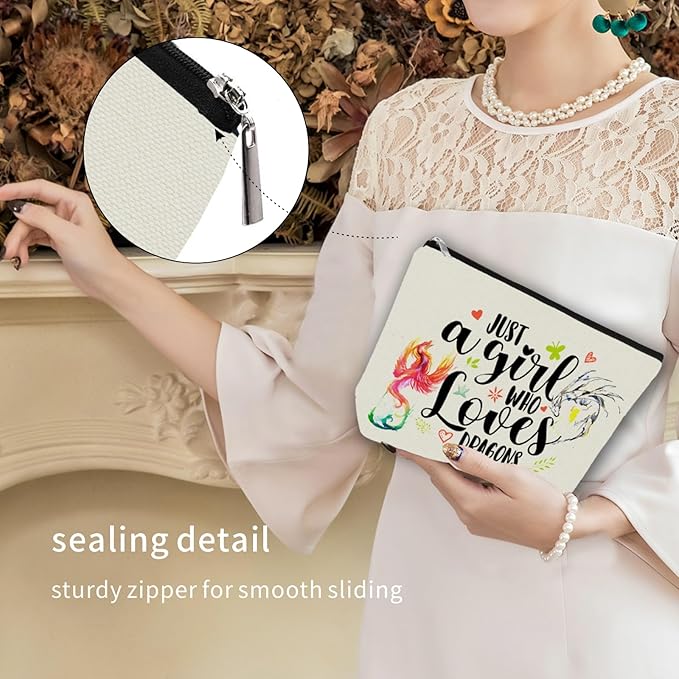 Dargon Makeup Bag Mom Gift: Perfect Cosmetic Bag Just A Girl Who Love Dargons For Daughters, Sisters, Friends,Teen Girls & Women.Ideal Gift For Travel, Birthdays, & Christmas.