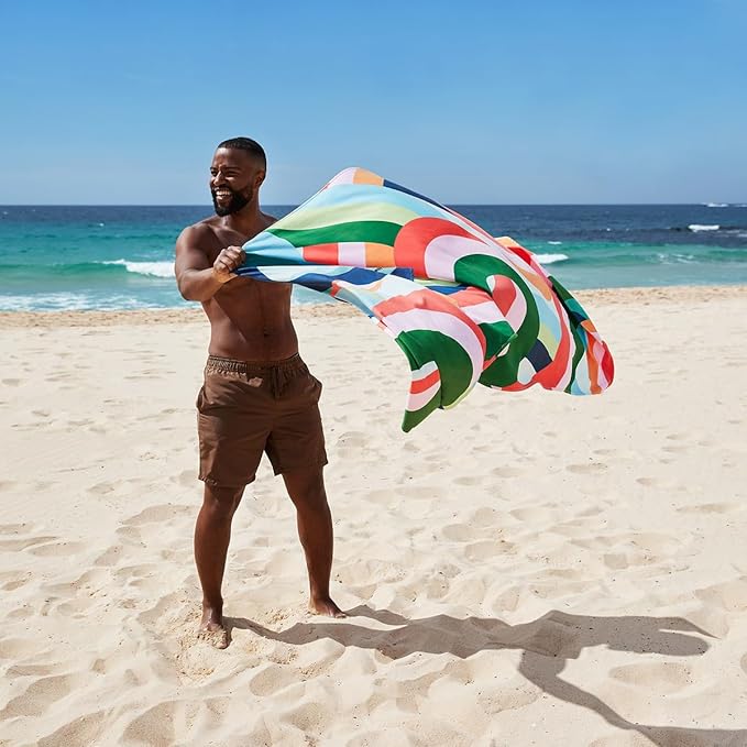 Dock & Bay Beach Towel - Quick Dry, Sand Free - Compact, Lightweight - 100% Recycled - Includes Bag - Fruit Loops - Large (160x90cm, 63x35)