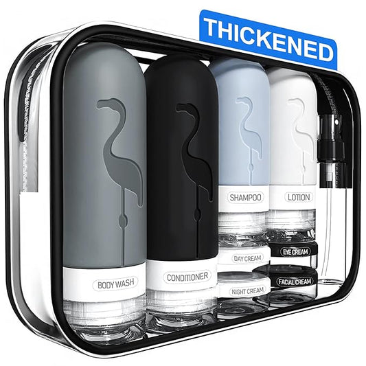 Empty 3 oz Travel Size Bottles Toiletries Containers for Toiletries Liquids，Small Silicone Mini Refillable Leak Proof TSA Approved Travel Bottles for Creams Shampoo and Conditioner Traveling