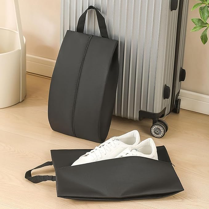 4 Pack Shoe Organizer Set Zippered Shoe Bags with Handles Stylish Portable Nylon Shoe Storage for Travel & Home Ideal Gift for Men & Women (Black, XL)