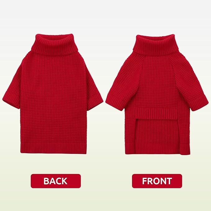 Queenmore Soft Warm Large Dog Sweater, Dog Sweaters for Large Breeds, Pet Christmas Sweaters, Waffle Knit Pet Sweater, Cold Weather Doggie Sweatshirt, Red 3XL