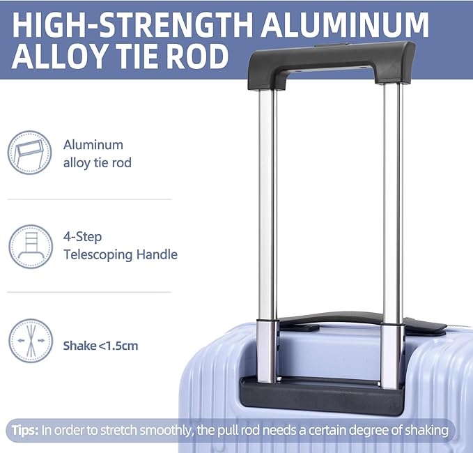 19 Inch Suitcase Hand Luggage with Front Pocket for 15.6" Laptop, 35 * 23 * 55cm, 43L, Ligthweight ABS+PC Hardshell Carry On, Lilac Purple