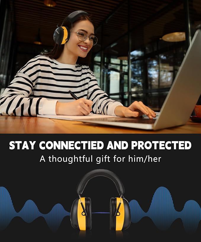 ZOHAN EM037 Bluetooth Hearing Protection,30dB SNR Noise Reduction Ear Protection with 1500mAh Rechargeable Battery,Headphones with 40H playtime for Mowing, Snowblowing, Construction,Workshops