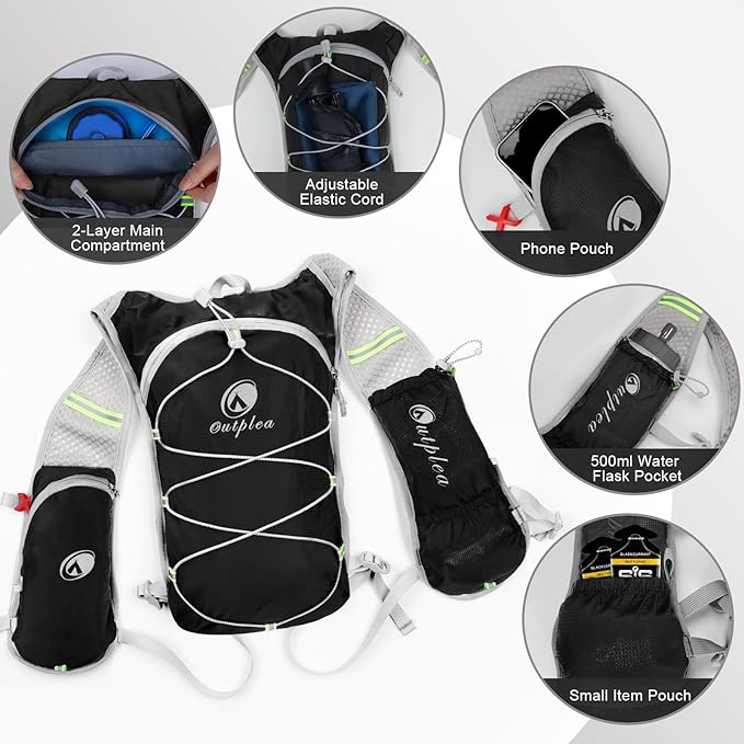 Small Lightweight Running Hydration Vest with 2L Water Bladder for Race, Lightweight Water Backpack Hydropack for Hiking