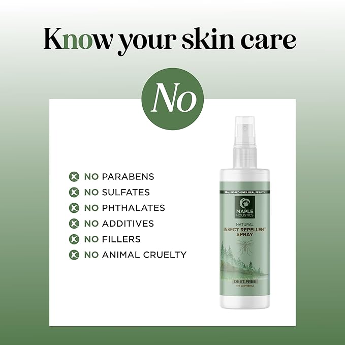 Natural Bug Repellent Spray for Body - DEET Free Bug Spray for Kids & Adults for Ticks Mosquitoes & Insects - Made with Citronella Rosemary & Lemongrass - Light Scent Vegan & Cruelty Free (4 Fl Oz)