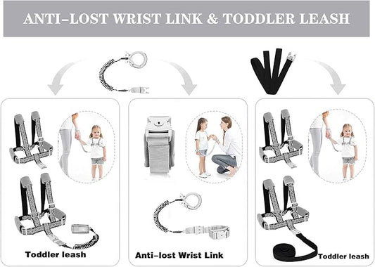 Toddler Leash for Walking, Toddler Safety Harnesses Leashes, Safety Harness with Lock for Kids, Anti Lost Wrist Link for Toddlers ，Upgrade with Reflective Tape Liner（6.5ft）for Kids