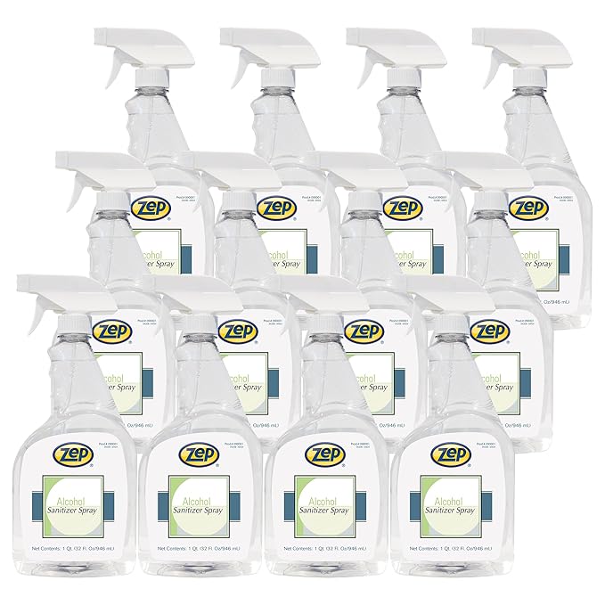 Zep Alcohol Hand Sanitizer Spray - 32 oz (Case of 12) 90001-70% Ethanol-Based, Non-Foaming for Dispensers, Manufactured in the USA