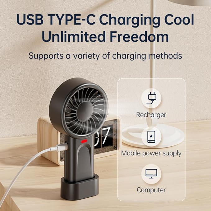 HOMETOP Handheld Fan Mini Portable 5 Speeds, 4000mAh,Personal Powerful Hand/Desk Fan for Travel, Outdoor, Home, Office, Camping, Women Small Fan (2, Black White)