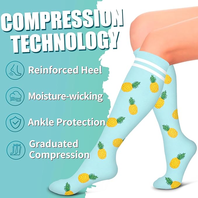 Laite Hebe Compression Socks for Women & Men Circulation(6 pairs)-Graduated Supports Socks for Running, Athletic Sports