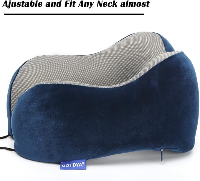 Travel Pillow,Travel Neck Pillows for Sleeping,100% Pure Memory Foam Soft Comfort & Support Pillow for Airplane/Car/Office&Home Rest Use-Blue
