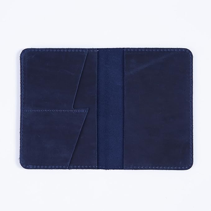 INCARNE Passport Cover - Travel Passport Wallet - Leather Passport Holder for Men Women Family with Card Slots & Note Compartmen - Sleeve Protector - Genuine Leather - Vintage Blue