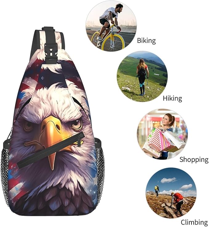 American Flag Sling Bag Multipurpose Crossbody Sling Backpack Travel Cycling Hiking Shoulder Bag For Women Men