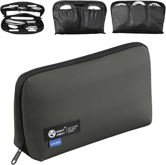 RIGHT AWAY Electronic Organizer,Waterproof Travel Accessories Storage, Tech Pouch for Cord, Power bank, Airpods, Daily Items