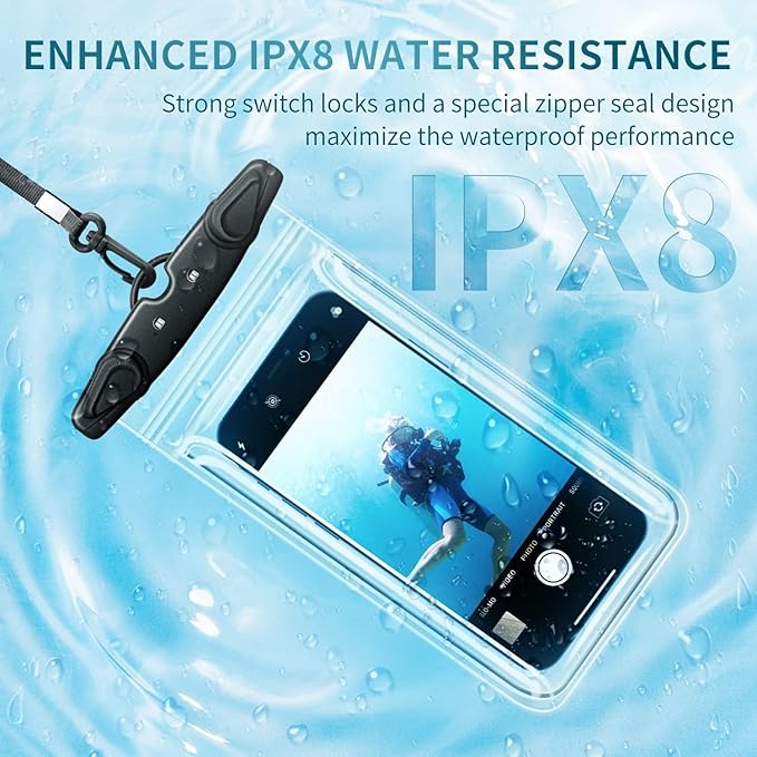 Universal Waterproof Phone Pouch - 4 Pack Phone Waterproof Pouch for iPhone 17 16 15 14 Pro Max Galaxy S24 Up to 7.2", IPX8 Waterproof Phone Case with Lanyard for Beach, Surfing, Snorkeling, Swimming