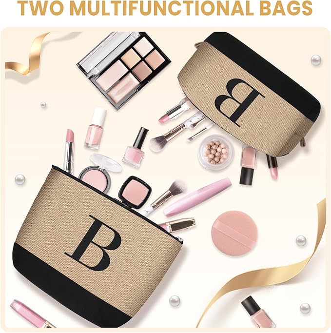 BAGAIL Initial Tote Bag, Personalized Birthday Gifts for Women, Teacher, Friends, Mom, Wedding, Monogrammed Beach Bag