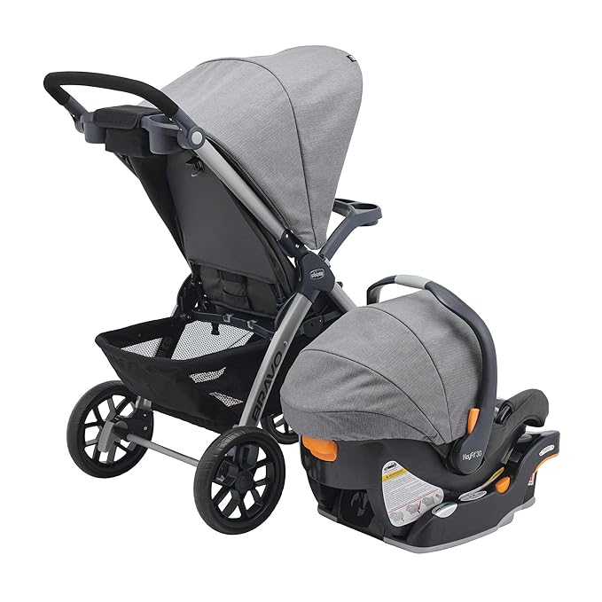 Chicco Bravo® 3-in-1 Trio Travel System, Bravo® Quick-Fold Stroller with KeyFit® 30 Infant Car Seat and Base, Car Seat and Stroller Combo