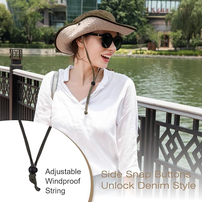 Bucket Hat Wide Brim UV Protection Sun Hat Boonie Hats Fishing Hiking Safari Outdoor Hats for Men and Women