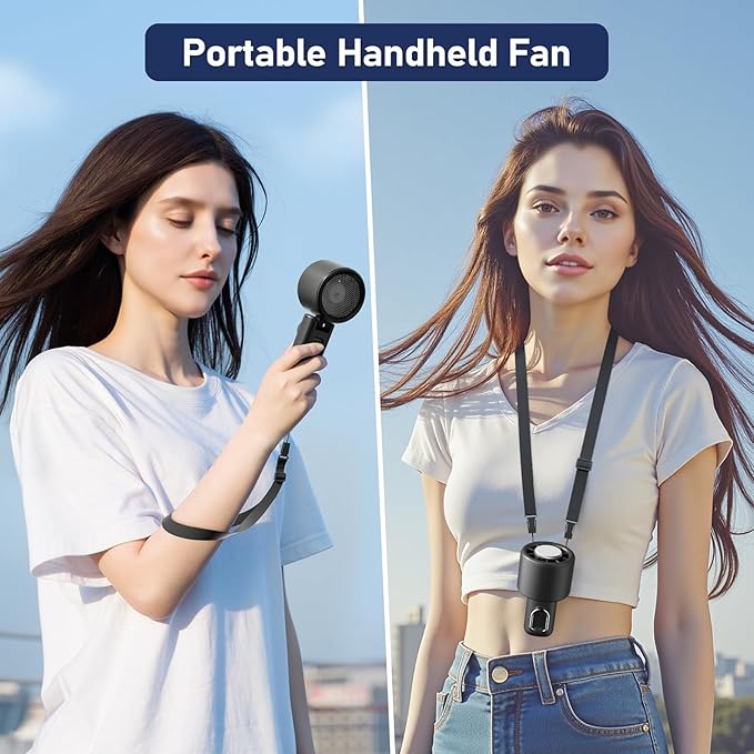 CIVPOWER Handheld Fan: Portable Small Ice Cooling Plate- 4000mAh Rechargeable 100 Gear High-Speed Turbo 10500 RPM - Personal Foldable Battery Operated for Travel Indoor Outdoor Women Men (Black)