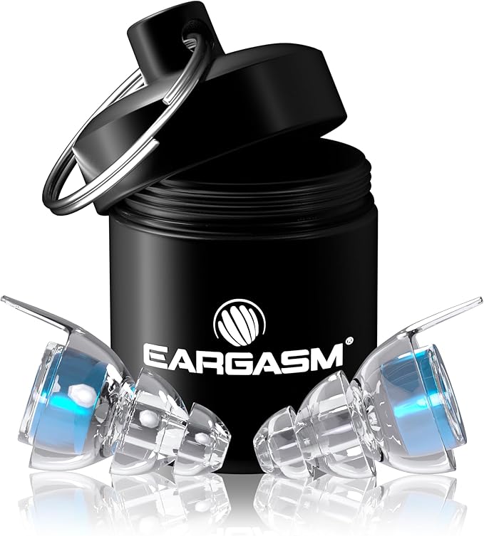 Eargasm High Fidelity Earplugs with Blue Filters - Reusable Noise Reduction Hearing Protection Ear-Plugs with Carrying Case for Concerts, Festivals, Raves, Musicians, Live Music, Sporting Events