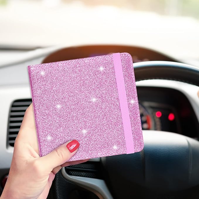 Wisdompro Small Car Registration and Insurance Documents Holder - Premium PU Leather Vehicle Glove Box Paperwork Wallet Case Organizer for ID, Driver's License, Key Contact Information Cards