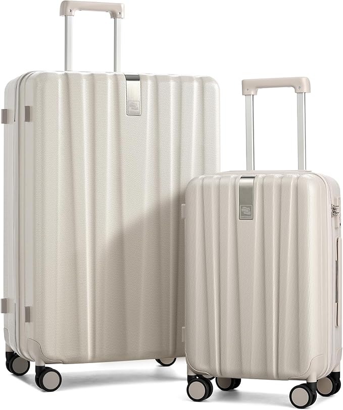 Hanke Hardshell Luggage Sets 2 Piece Extra Large Suitcases with Lock,28 Inch Luggage with Spinner Wheels, Travel Suitcase for Women Men 20 29Inch,Ivory White