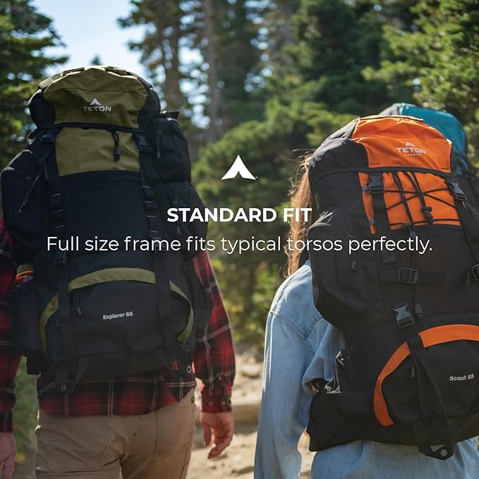 Teton 75L Explorer Internal Frame Backpack for Hiking, Camping, Backpacking, Rain Cover Included, Olive
