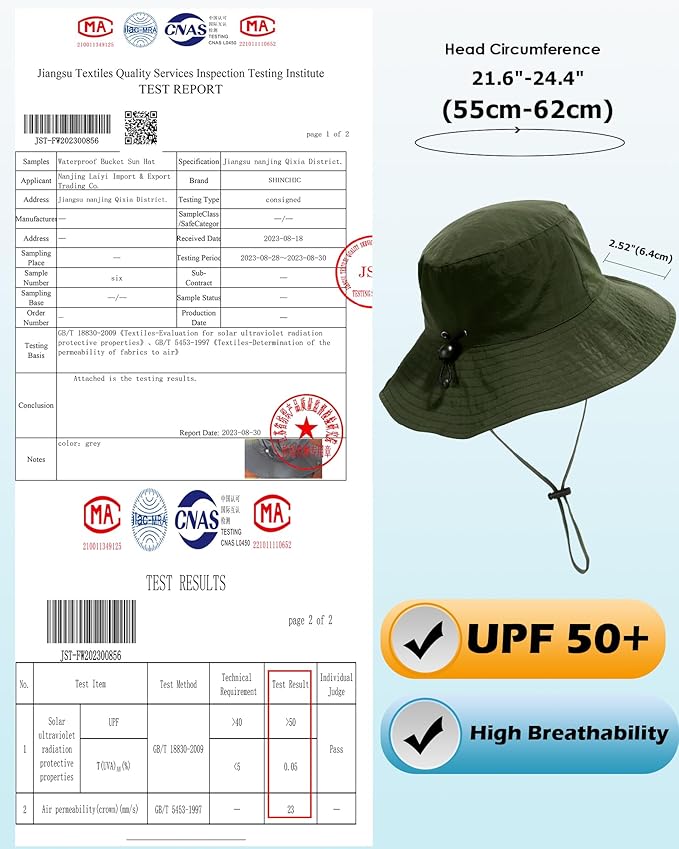 Water-Resistant Sun UPF 50+ Bucket Hat Protection Packable Brimmed Boonie for Women Men Summer Lightweight Hiking Outdoor Cap