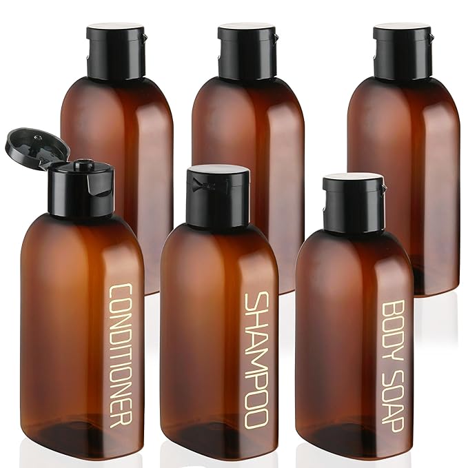 Cosywell Travel Bottles for Toiletries - 6 PCS Shampoo Bottles, TSA Approved Travel Size, Leak Proof Containers with Flip Cap
