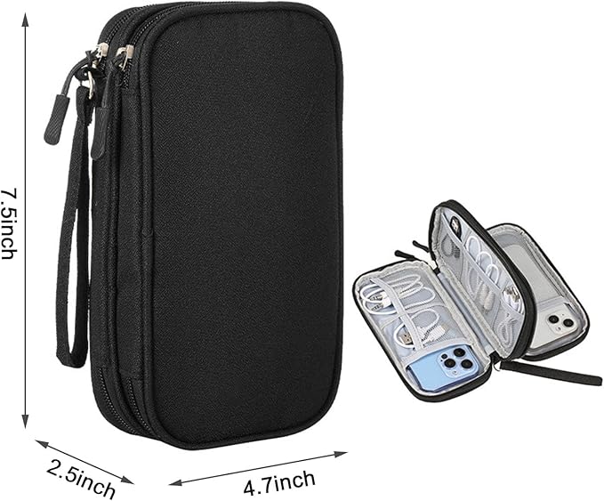 Electronics Organizer Travel Case for Women Men, Cable Organizer Bag Electronics Tech Accessories for Power Bank, SD Card, Cables, Phone