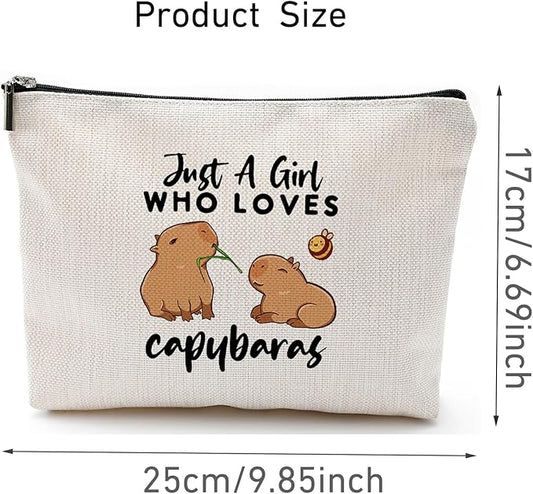 Capybara Gift for Women, Capybara Lover Gift Makeup Bag, Just A Girl Who Loves Capybaras Cosmetic Bag, Zipper Pouch Bag Capybara Lover Gift (Capybara)